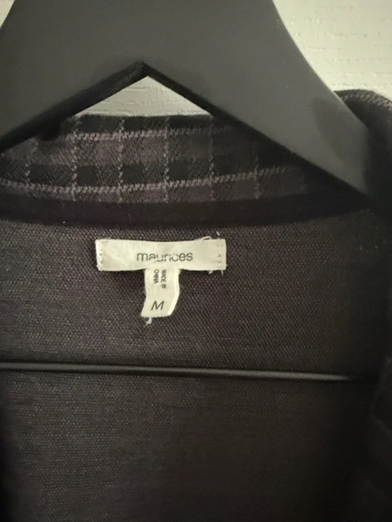 Maurices Black and Gray Plaid Open Front Blazer - Picture 2 of 10